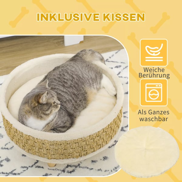 PawHut Kæledyrsseng Hævet Senge med Pude, Sælgreb (Beige/Khaki)