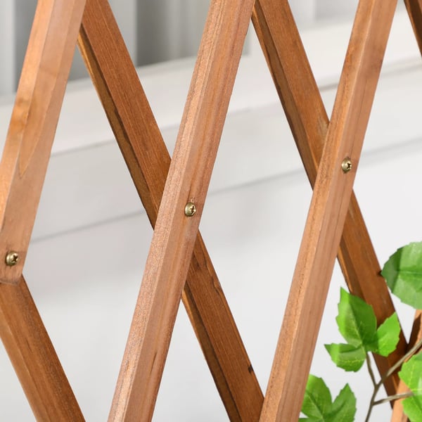 Outsunny højbed med espalier, plantekasse på hjul & hylde, massivt træ, til terrasse, brun, 79x29x130cm