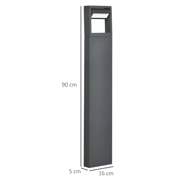 Outsunny Havebelysning Stolpelampe Mørkegrå Aluminium/Glas IP65 Justerbar 90cm H høj L lys