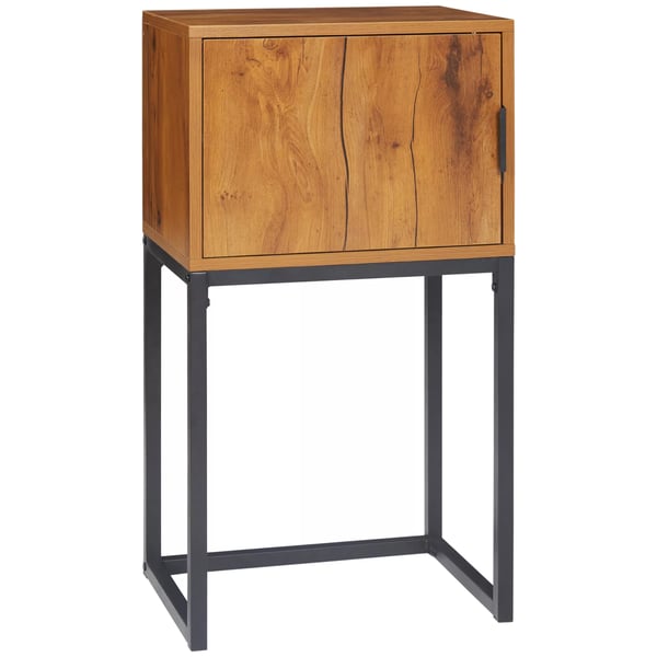 HOMCOM Konsolbord Naturligt Trælook med Skab - Industriel Stil, 40x30x76 cm