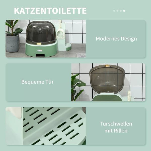 Hundehus Kattebakke 2 udtrækkelige bundbakker Hætte Spade til store katte Grøn 52x60x42cm