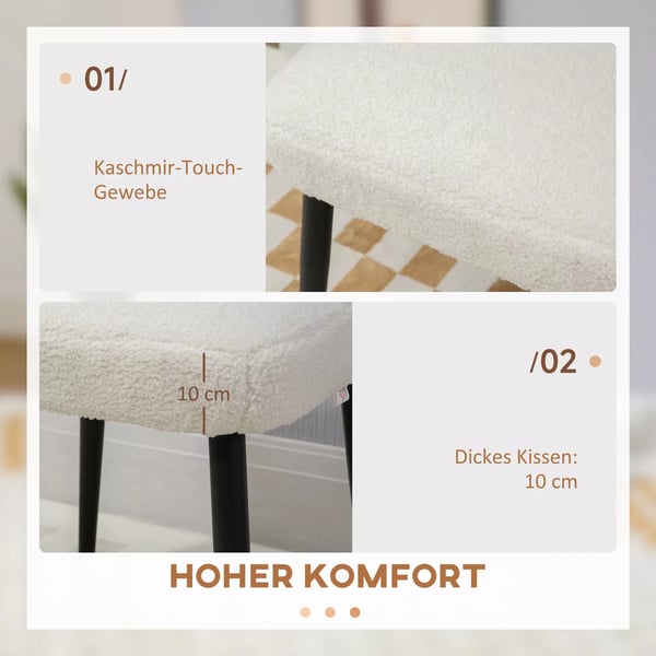 HOMCOM Ottoman Kadet Puf i Kashmir-look, Creme, Polyester og Stål, 42x42x47cm