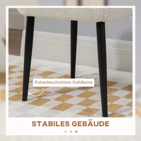 HOMCOM Ottoman Kadet Puf i Kashmir-look, Creme, Polyester og Stål, 42x42x47cm