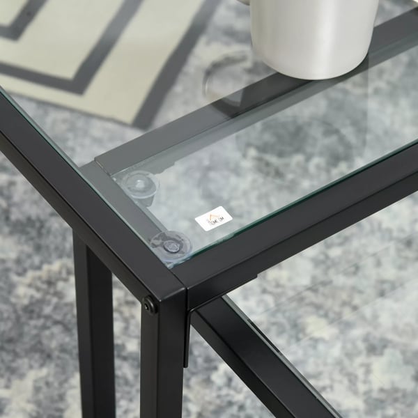 HOMCOM Sofaborde 2 stk. Sidebord, Glasbord m. Sorte Stålben, 119 x 56 x 44,5 cm