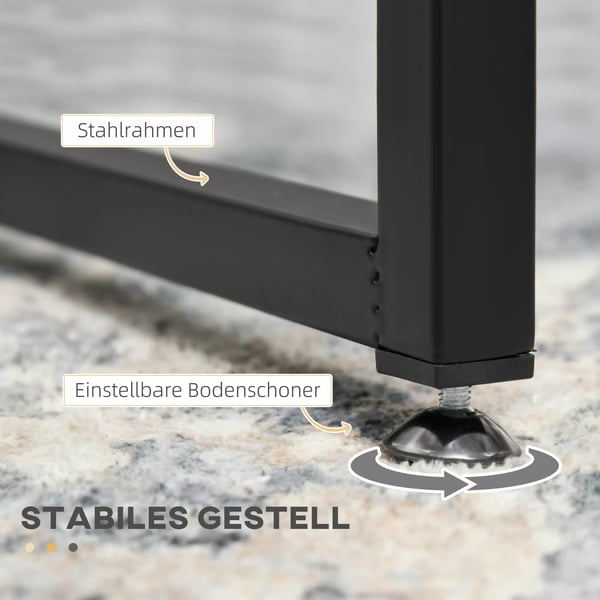 HOMCOM Sofaborde 2 stk. Sidebord, Glasbord m. Sorte Stålben, 119 x 56 x 44,5 cm