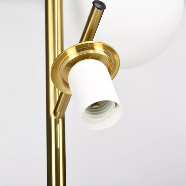 HOMCOM gulvlampe, 40W standerlampe med E27 fatning & 3 glasskærme, til stuen, 169 cm højde