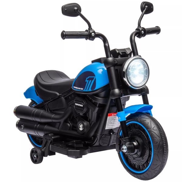 HOMCOM Børne Elmotorcykel, Blå/Sort, Plast, 1,5-3 km/t, 18-36 mdr
