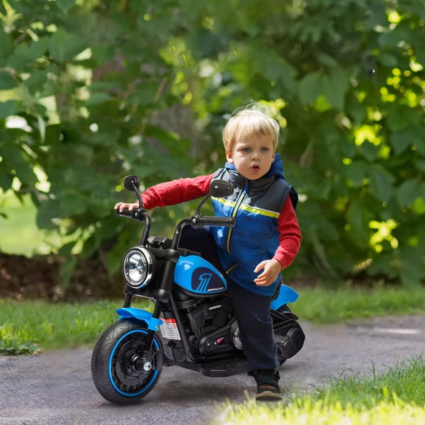HOMCOM Børne Elmotorcykel, Blå/Sort, Plast, 1,5-3 km/t, 18-36 mdr