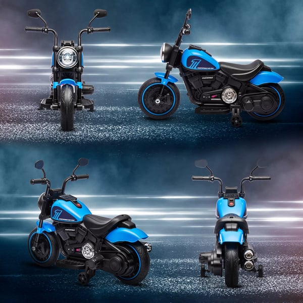 HOMCOM Børne Elmotorcykel, Blå/Sort, Plast, 1,5-3 km/t, 18-36 mdr