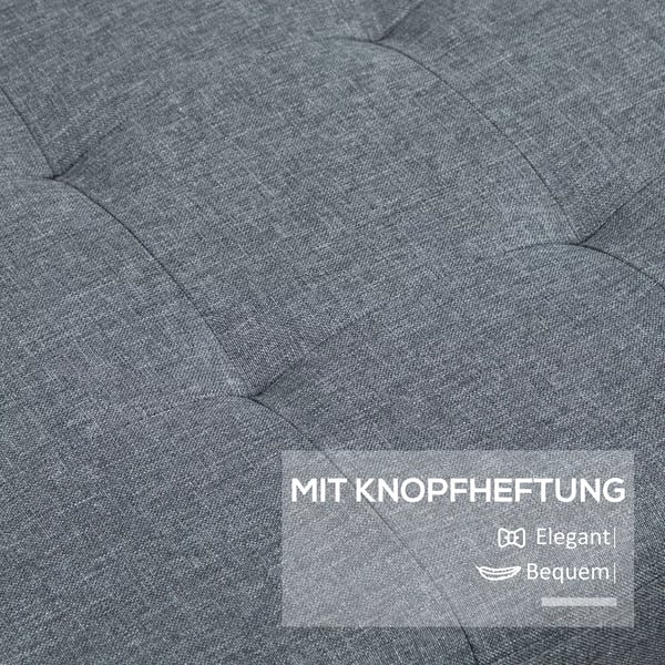 HOMCOM Opbevaringsbænk med Låg, Polstret Siddebænk, Linnedlook, Grå Polyester, 125x49x41.5 cm