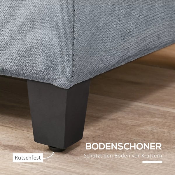 HOMCOM Opbevaringsbænk med Låg, Polstret Siddebænk, Linnedlook, Grå Polyester, 125x49x41.5 cm
