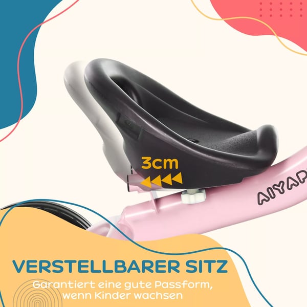 AIYAPLAY Lyserød Trehjulede Børnecykel - Metal/EVA/Plast/Polyethylen - Justerbart Sæde, Kurv & Klokke - 2-5 År