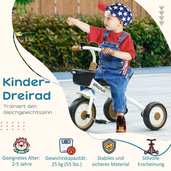 AIYAPLAY Trehjuling Børnecykel Løbecykel Hvid Metal/EVA/Plast/PE 2-5 år