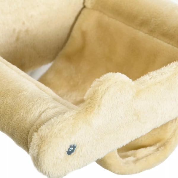 PawHut Vægmonteret Klatrestativ til Katte - 4-delt Sæt med Hængekøje, Stige, Platforme i Beige Sisal & Plys - Op til 5 kg