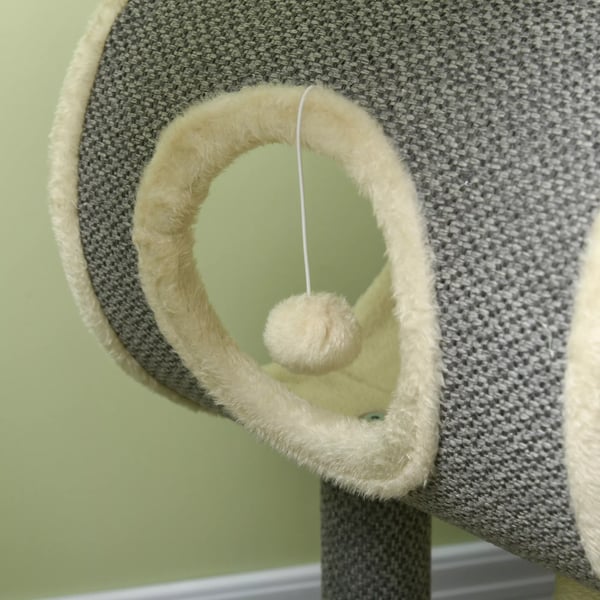 kradsetræ 104 cm med legetøjsbold og 2 liggeflader Katte-træ til katte op til 5 kg, Sisal, Grå