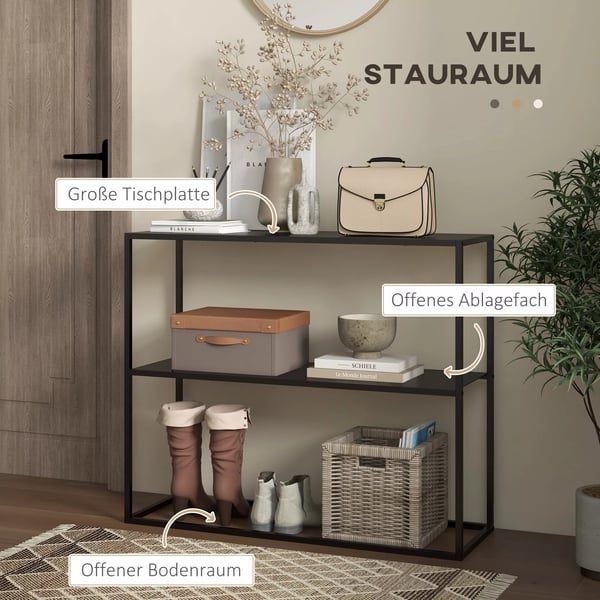 HOMCOM Konsolbord i stål - sort - 90x30x75 cm