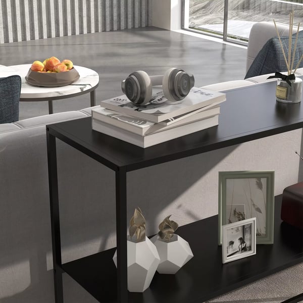 HOMCOM Konsolbord i stål - sort - 90x30x75 cm