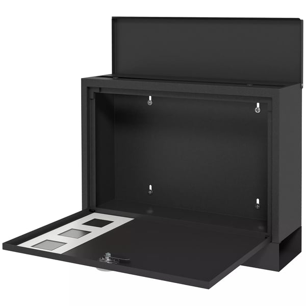 HOMCOM Postkasse Sort Metal M. Aviskasse Vindue 36,5x11,5x29cm