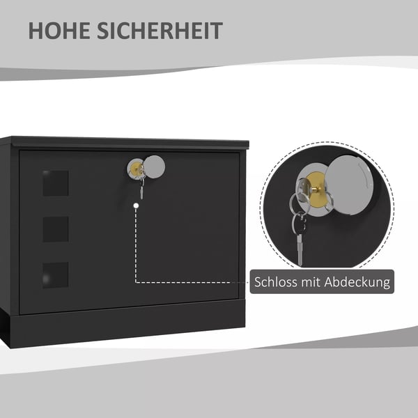 HOMCOM Postkasse Sort Metal M. Aviskasse Vindue 36,5x11,5x29cm