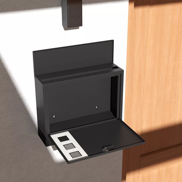 HOMCOM Postkasse Sort Metal M. Aviskasse Vindue 36,5x11,5x29cm