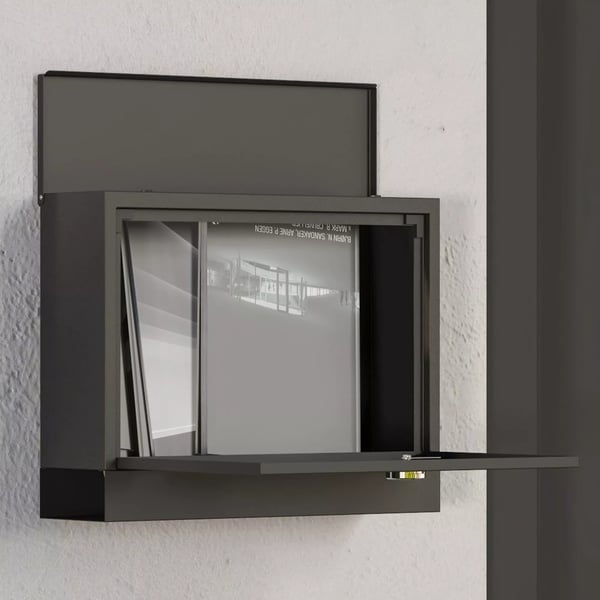 HOMCOM Postkasse Sort Metal M. Aviskasse Vindue 36,5x11,5x29cm