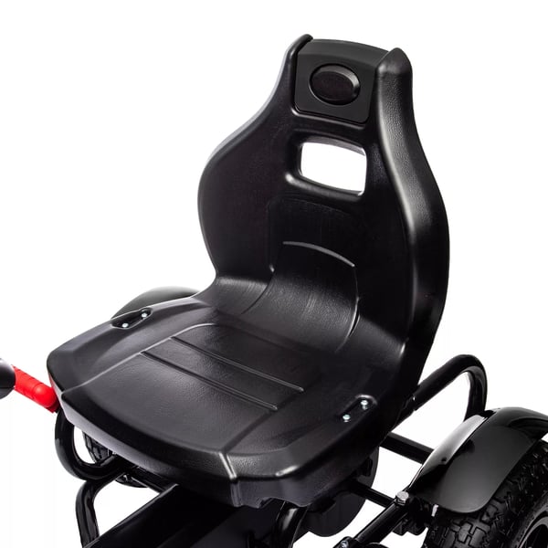 HOMCOM GoKart, polkuauto, poljettava auto käsijarrulla, lasten ajoneuvo säädettävällä istuimella, poljin, polkuauto 5-12-vuotiaille lapsille, ulkokäyttöön, musta