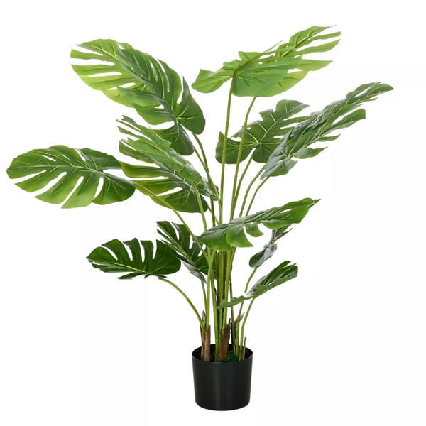 HOMCOM Kunstig Monstera 120 cm Plante i Plastpotte m. Mos - Grøn Kunstig Plante til Stue