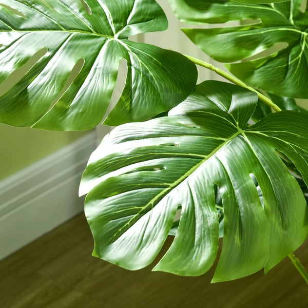 HOMCOM Kunstig Monstera 120 cm Plante i Plastpotte m. Mos - Grøn Kunstig Plante til Stue