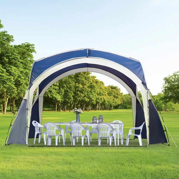 Outsunny Kuppeltelt, Blå, 3,5x3,5x2,22m, Polyester, Have, Terrasse, Altankuppeltelt til 6-8 personer