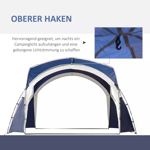 Outsunny Kuppeltelt, Blå, 3,5x3,5x2,22m, Polyester, Have, Terrasse, Altankuppeltelt til 6-8 personer