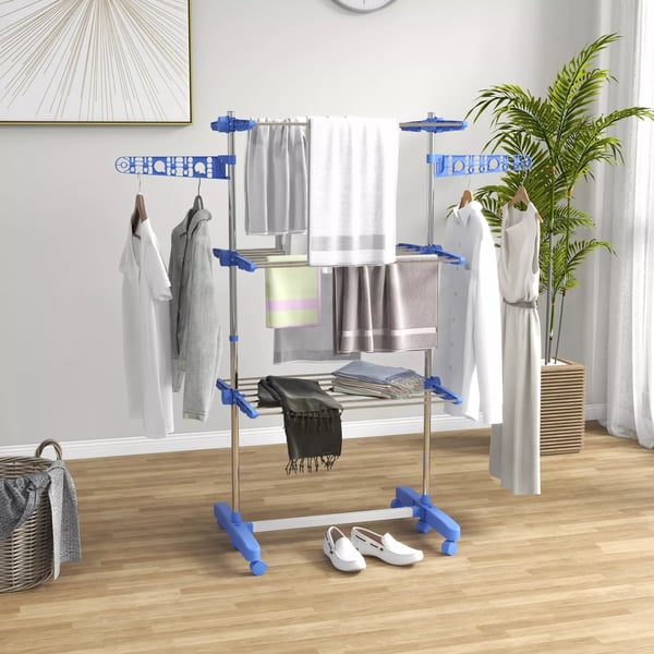 HOMCOM TErrestativ TErn Ruller 3 niveauer Foldbar StEEl BlEå
