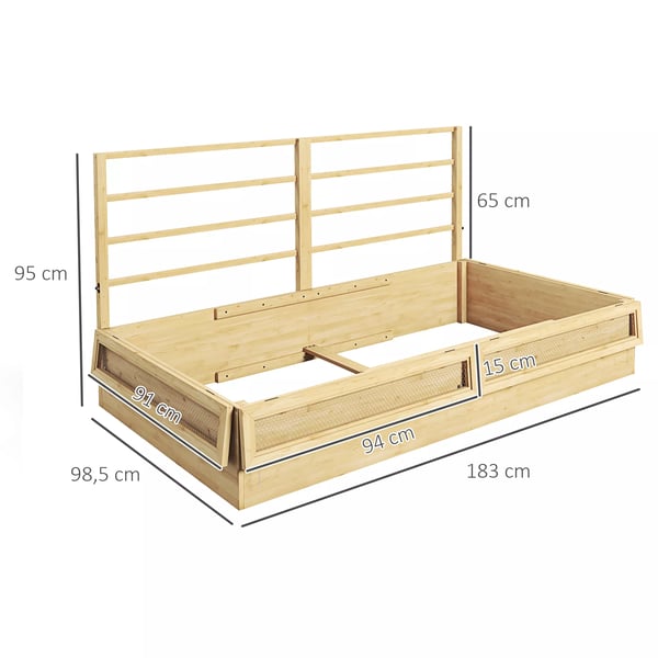 Outsunny højbed med espalier, urtebed, plantekasse i træ, blomsterkasse til have, altan, naturtræ, 183 x 98,5 x 95 cm