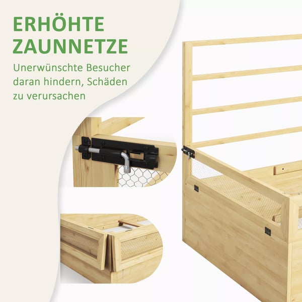 Outsunny højbed med espalier, urtebed, plantekasse i træ, blomsterkasse til have, altan, naturtræ, 183 x 98,5 x 95 cm