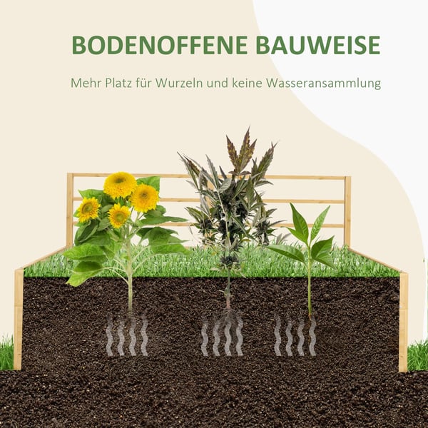 Outsunny højbed med espalier, urtebed, plantekasse i træ, blomsterkasse til have, altan, naturtræ, 183 x 98,5 x 95 cm