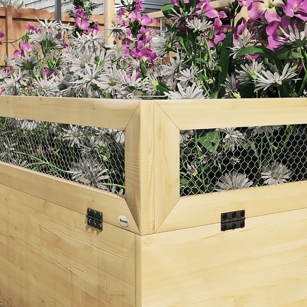 Outsunny højbed med espalier, urtebed, plantekasse i træ, blomsterkasse til have, altan, naturtræ, 183 x 98,5 x 95 cm