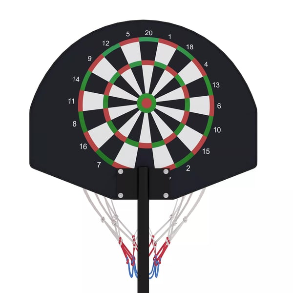 SPORTNOW Basketkorg med Piltavla, Justerbar Hffjd 129-179cm, Stal/PE, Svart/Brun