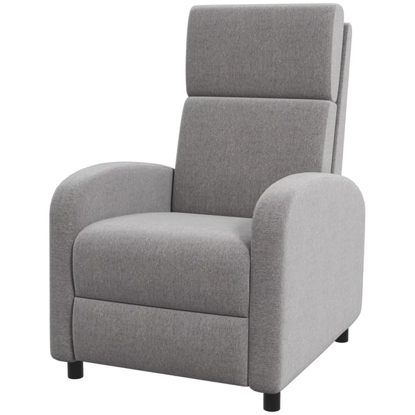HOMCOM-lepotuoli, televisiotuoli lepotoiminnolla, pehmustettu, pellavatyylinen, jalkatuella, kantavuus jopa 120 kg, olohuoneeseen, harmaa