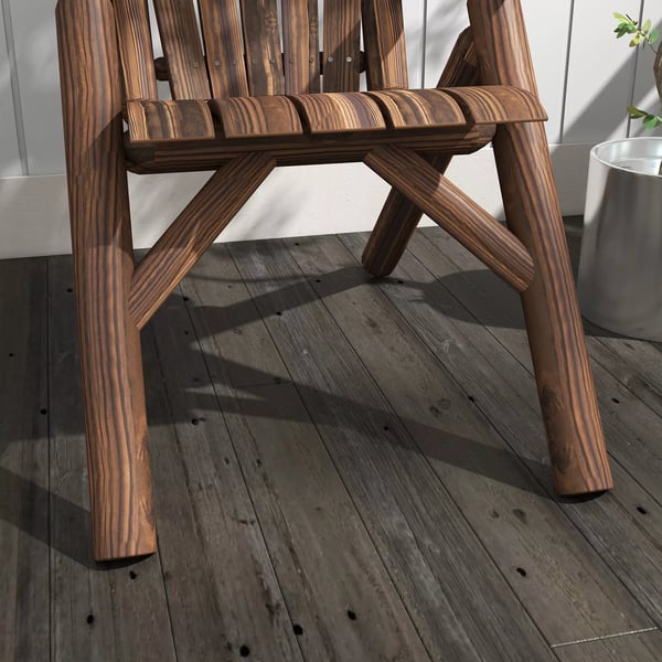 Outsunny Adirondack havestol havelænestol træstol højrygget med armlæn grantræ brun 83 x 68 x 101 cm