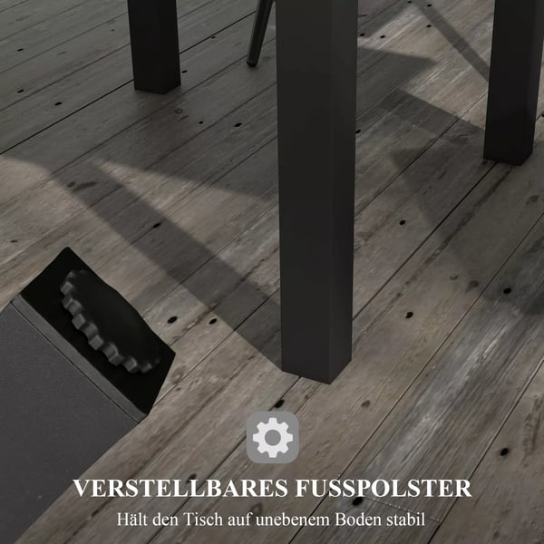 Outsunny havebord spisebord til 6 personer terrassebord udtrækkeligt altanbord kan bære op til 70 kg aluminium grå 81/162 x 80 x 75 cm