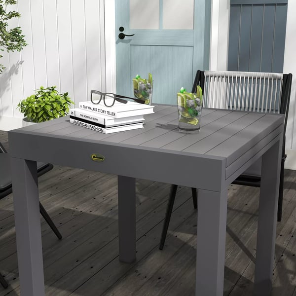 Outsunny havebord spisebord til 6 personer terrassebord udtrækkeligt altanbord kan bære op til 70 kg aluminium grå 81/162 x 80 x 75 cm