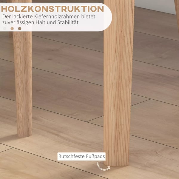 HOMCOM Spisebord, Rundt køkkenbord til 2 personer, Landlig stil, massivt fyrretræ, Ø75 x 76 cm, Hvid