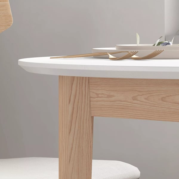 HOMCOM Spisebord, Rundt køkkenbord til 2 personer, Landlig stil, massivt fyrretræ, Ø75 x 76 cm, Hvid