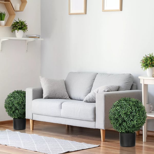 HOMCOM Kunstig Buksbom, Sft af 2, 52 cm, UV-bestandig, Grn PE