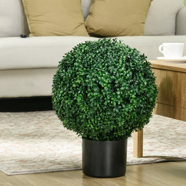 HOMCOM Kunstig Buksbom, Sft af 2, 52 cm, UV-bestandig, Grn PE