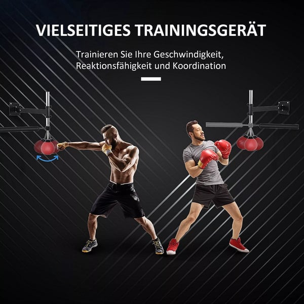 HOMCOM Bokseapparat Spinning Bar Vægmonteret RefleØjtræner, Rød (Kunstlæder)