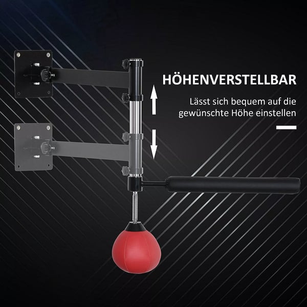 HOMCOM Bokseapparat Spinning Bar Vægmonteret RefleØjtræner, Rød (Kunstlæder)