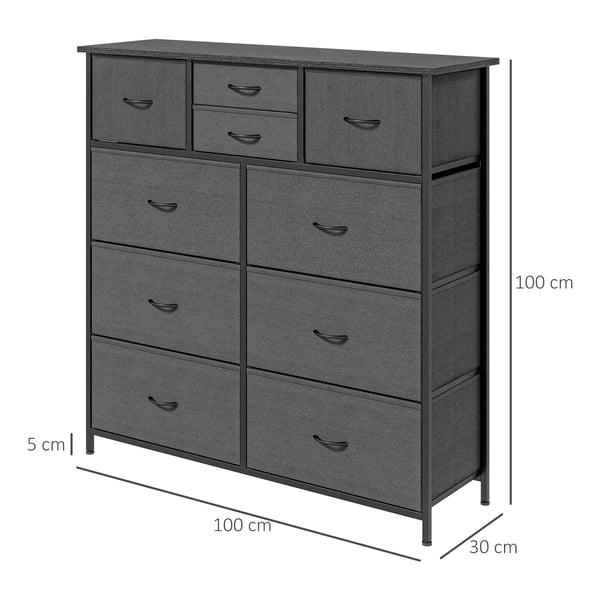 Byr&aring;, F&ouml;rlvaringssk&aring;p med 10 hopf&auml;llbara tygl&aring;dor, Modernt sideboard f&ouml;r vardagsrum, sovrum, st&aring;l, svart