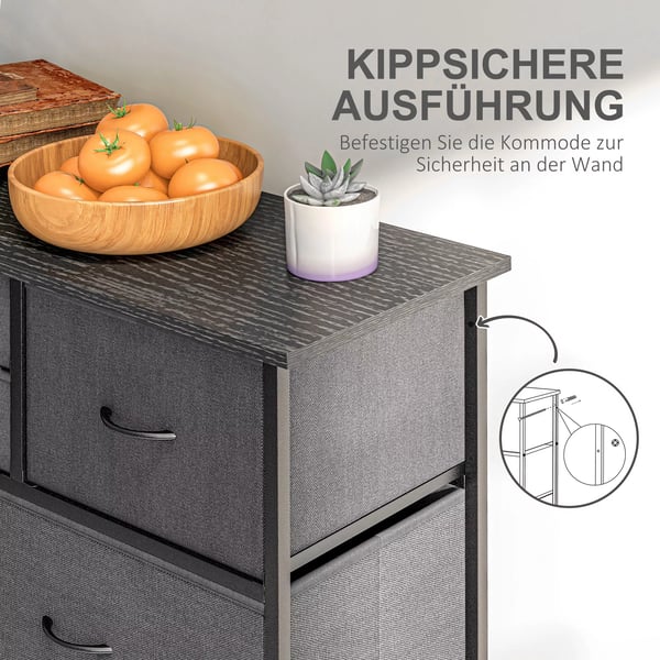 Byr&aring;, F&ouml;rlvaringssk&aring;p med 10 hopf&auml;llbara tygl&aring;dor, Modernt sideboard f&ouml;r vardagsrum, sovrum, st&aring;l, svart