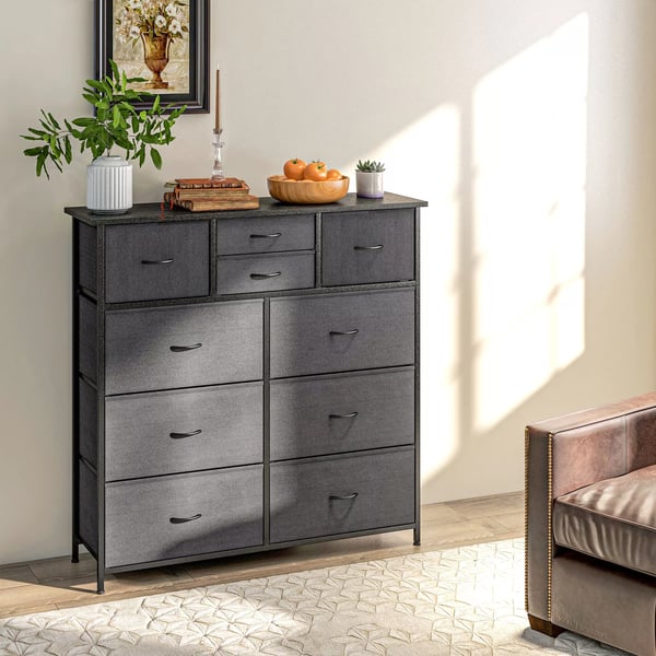 Byr&aring;, F&ouml;rlvaringssk&aring;p med 10 hopf&auml;llbara tygl&aring;dor, Modernt sideboard f&ouml;r vardagsrum, sovrum, st&aring;l, svart