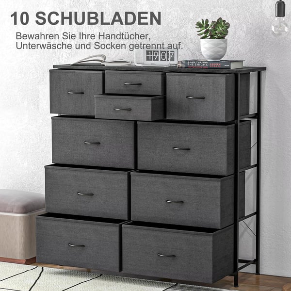 Byr&aring;, F&ouml;rlvaringssk&aring;p med 10 hopf&auml;llbara tygl&aring;dor, Modernt sideboard f&ouml;r vardagsrum, sovrum, st&aring;l, svart